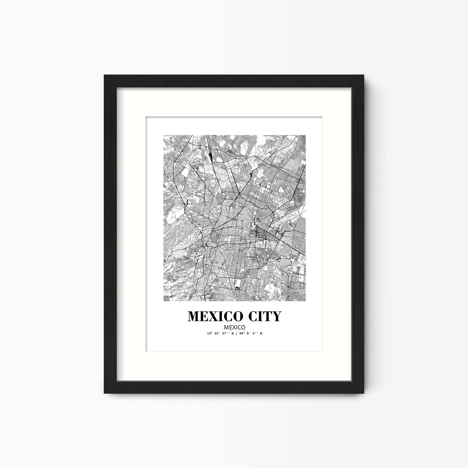 Eleville Unframed Mexico City Mexico City View Abstract Road Modern Map Art Print Poster Wall Office Home Decor Minimalist Line Art Hometown wgn402