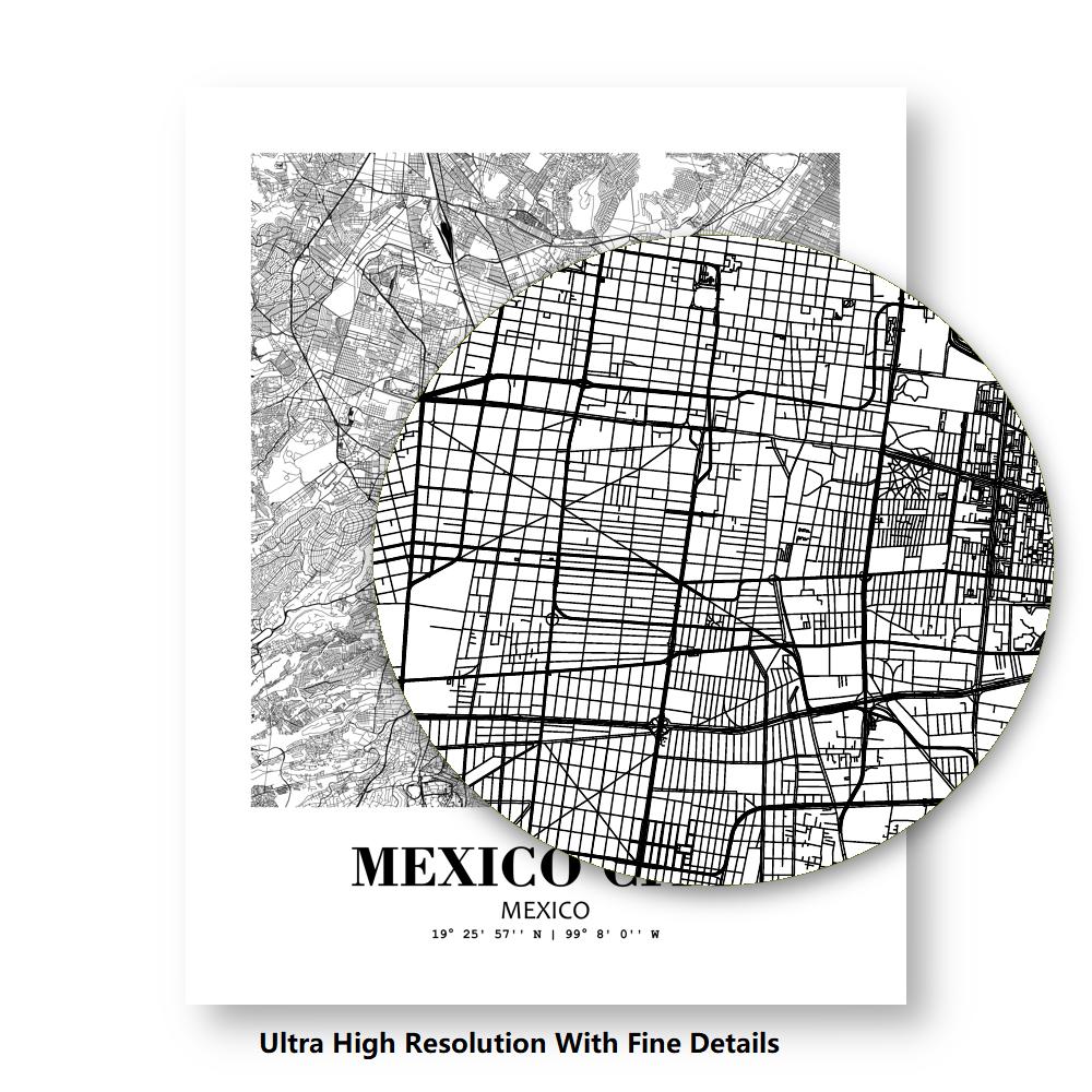 Eleville Unframed Mexico City Mexico City View Abstract Road Modern Map Art Print Poster Wall Office Home Decor Minimalist Line Art Hometown wgn402 - Image 8