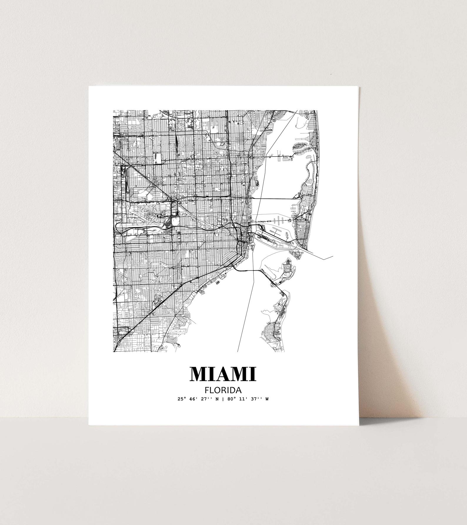 Eleville Unframed Miami Florida City View Abstract Road Modern Map Art Print Poster Wall Office Home Decor Minimalist Line Art Hometown wgn403 - Image 3