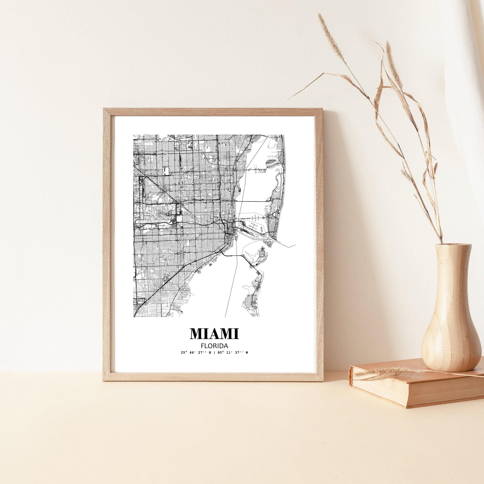 Eleville Unframed Miami Florida City View Abstract Road Modern Map Art Print Poster Wall Office Home Decor Minimalist Line Art Hometown wgn403 - Image 5