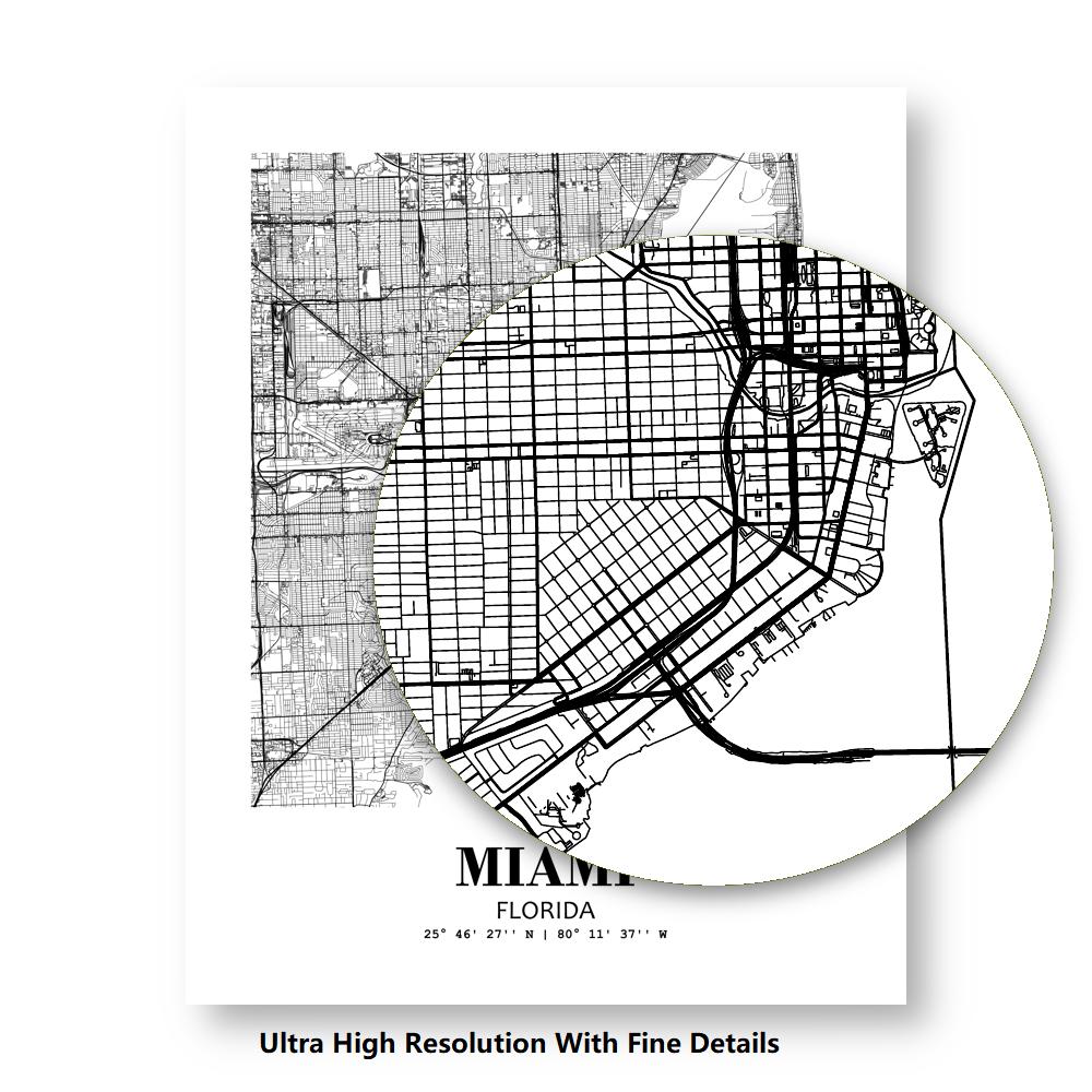 Eleville Unframed Miami Florida City View Abstract Road Modern Map Art Print Poster Wall Office Home Decor Minimalist Line Art Hometown wgn403 - Image 8