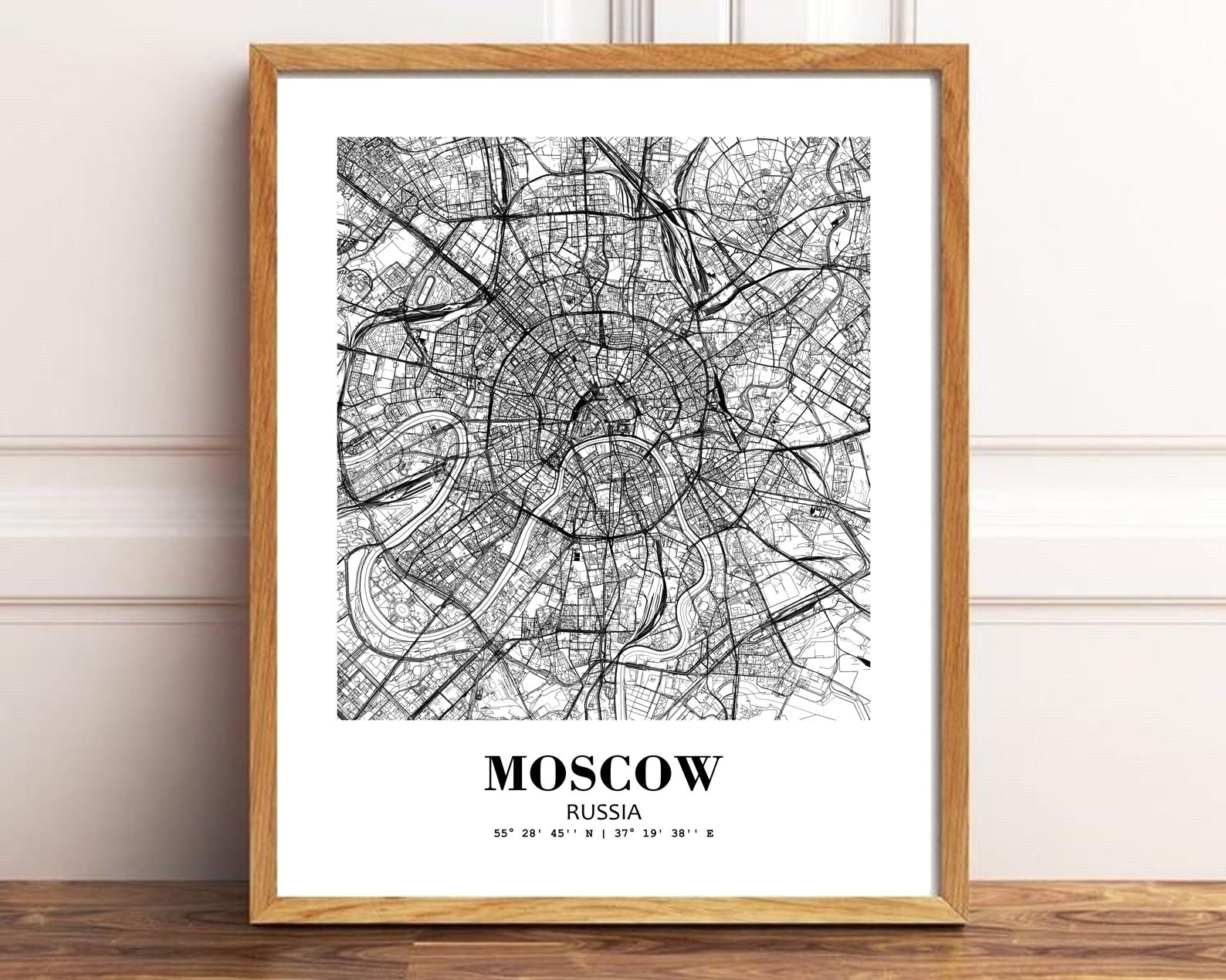 Eleville Unframed Moscow Russia City View Abstract Road Modern Map Art Print Poster Wall Office Home Decor Minimalist Line Art Hometown wgn409 - Image 2