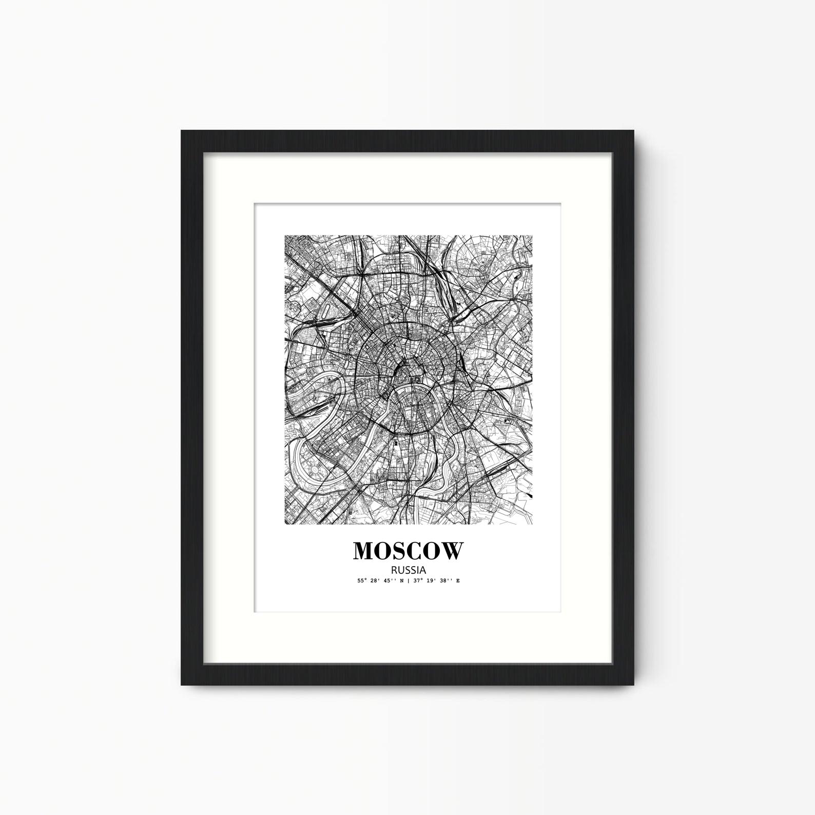 Eleville Unframed Moscow Russia City View Abstract Road Modern Map Art Print Poster Wall Office Home Decor Minimalist Line Art Hometown wgn409
