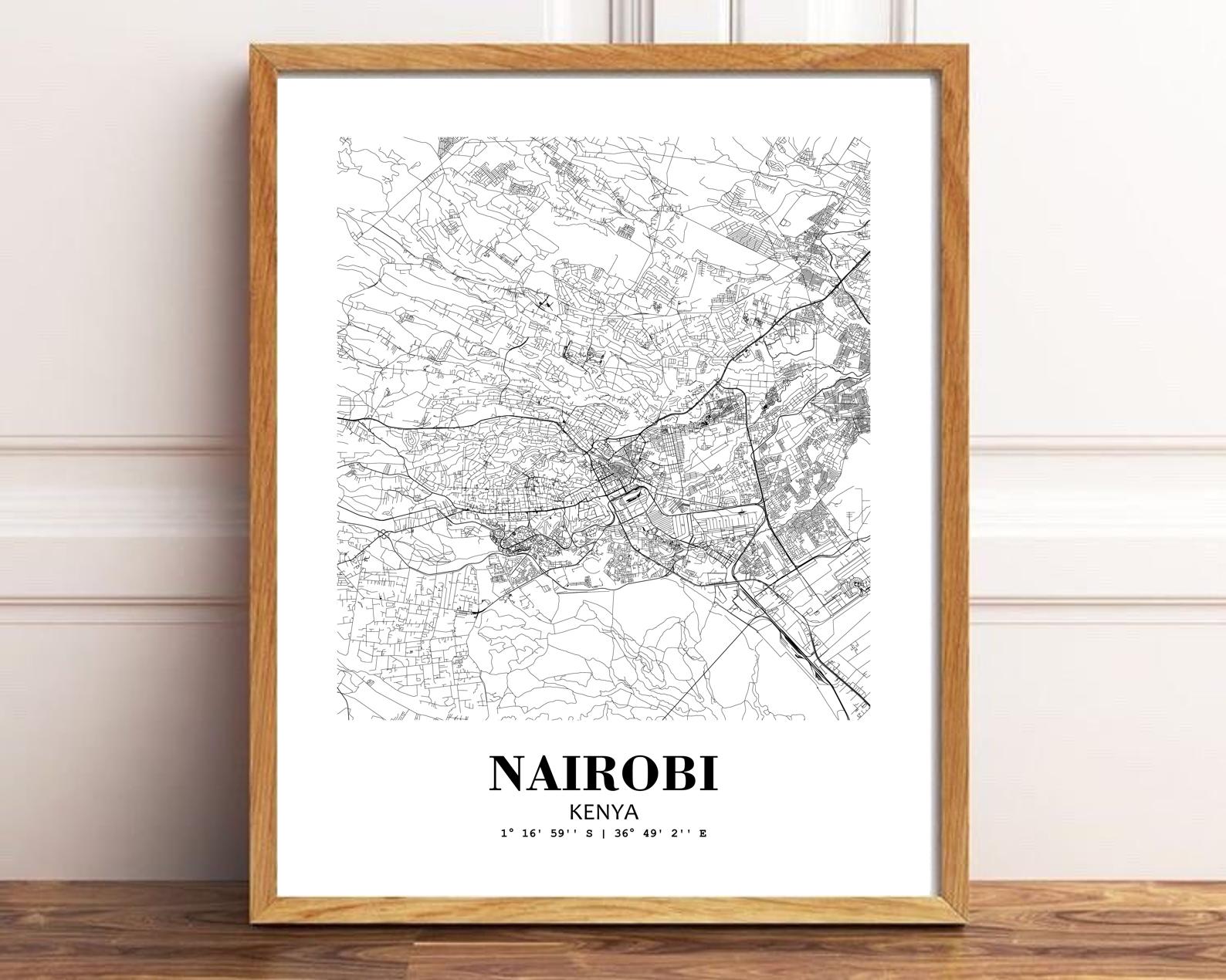 Eleville Unframed Nairobi Kenya City View Abstract Road Modern Map Art Print Poster Wall Office Home Decor Minimalist Line Art Hometown wgn414 - Image 2