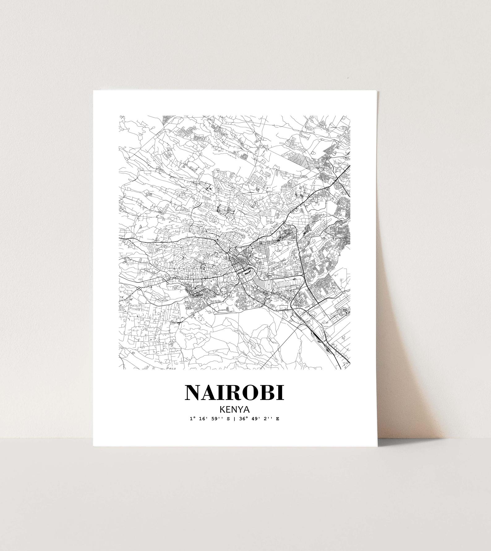 Eleville Unframed Nairobi Kenya City View Abstract Road Modern Map Art Print Poster Wall Office Home Decor Minimalist Line Art Hometown wgn414 - Image 3