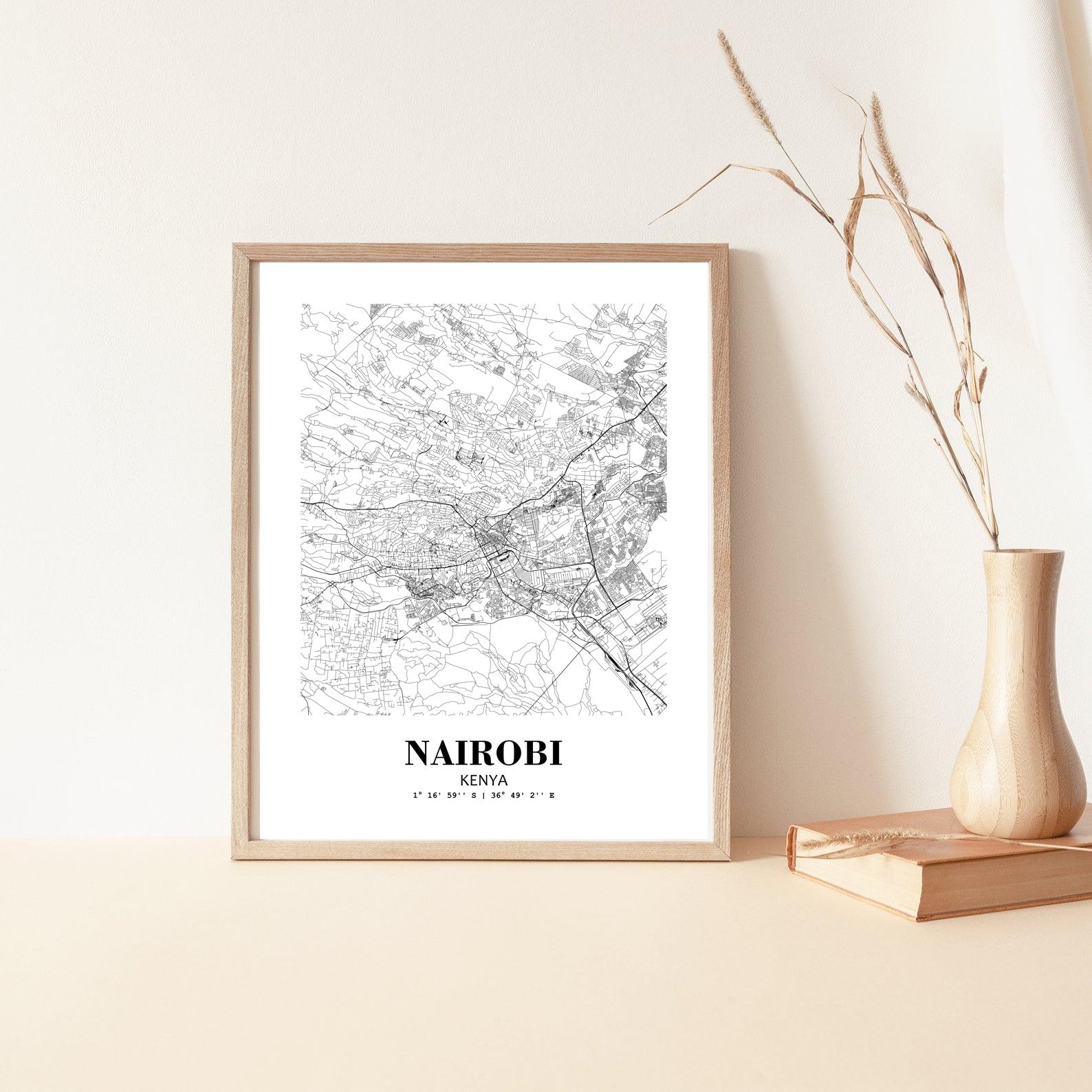 Eleville Unframed Nairobi Kenya City View Abstract Road Modern Map Art Print Poster Wall Office Home Decor Minimalist Line Art Hometown wgn414 - Image 5