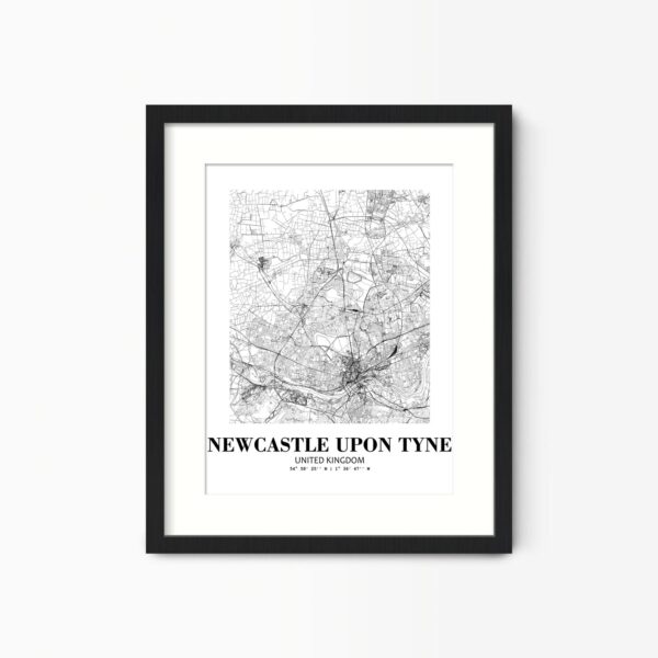Eleville Unframed Newcastle upon Tyne United Kingdom City View Abstract Road Modern Map Art Print Poster Wall Office Home Decor Minimalist Line Art Hometown wgn422