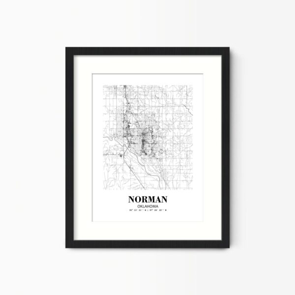 Eleville Unframed Norman Oklahoma City View Abstract Road Modern Map Art Print Poster Wall Office Home Decor Minimalist Line Art Hometown wgn427