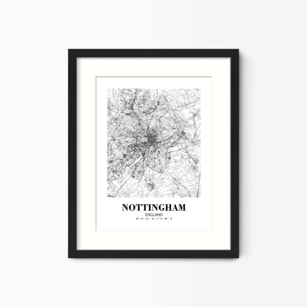 Eleville Unframed Nottingham England City View Abstract Road Modern Map Art Print Poster Wall Office Home Decor Minimalist Line Art Hometown wgn428