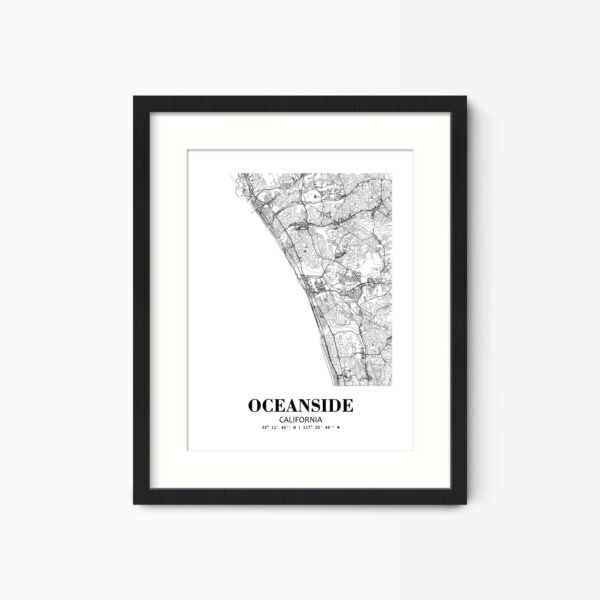 Eleville Unframed Oceanside California City View Abstract Road Modern Map Art Print Poster Wall Office Home Decor Minimalist Line Art Hometown wgn430
