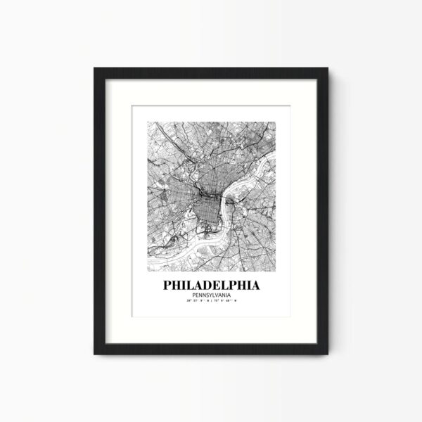 Eleville Unframed Philadelphia Pennsylvania City View Abstract Road Modern Map Art Print Poster Wall Office Home Decor Minimalist Line Art Hometown wgn447