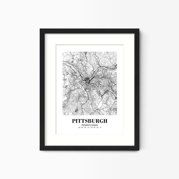 Eleville Unframed Pittsburgh Pennsylvania City View Abstract Road Modern Map Art Print Poster Wall Office Home Decor Minimalist Line Art Hometown wgn451