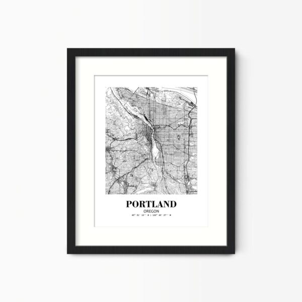 Eleville Unframed Portland Oregon City View Abstract Road Modern Map Art Print Poster Wall Office Home Decor Minimalist Line Art Hometown wgn453