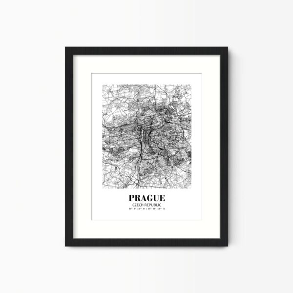 Eleville Unframed Prague Czech Republic City View Abstract Road Modern Map Art Print Poster Wall Office Home Decor Minimalist Line Art Hometown wgn455