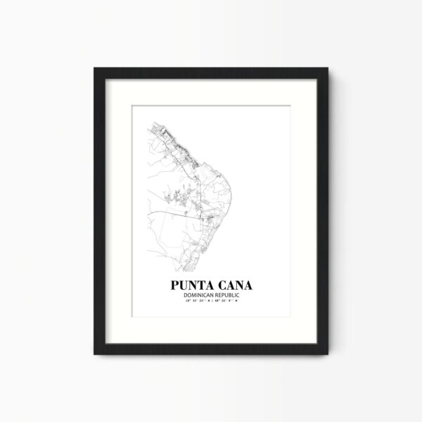 Eleville Unframed Punta Cana Dominican Republic City View Abstract Road Modern Map Art Print Poster Wall Office Home Decor Minimalist Line Art Hometown wgn456