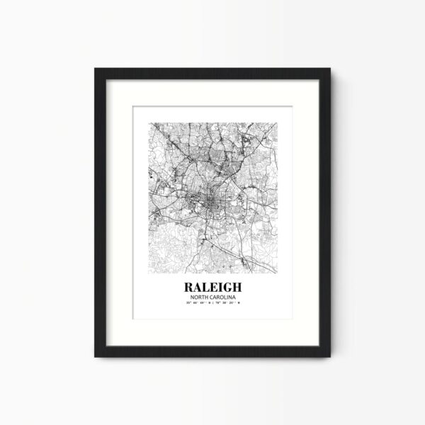 Eleville Unframed Raleigh North Carolina City View Abstract Road Modern Map Art Print Poster Wall Office Home Decor Minimalist Line Art Hometown wgn459