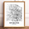 Eleville Unframed Rochester New York City View Abstract Road Modern Map Art Print Poster Wall Office Home Decor Minimalist Line Art Hometown wgn465 - Image 2