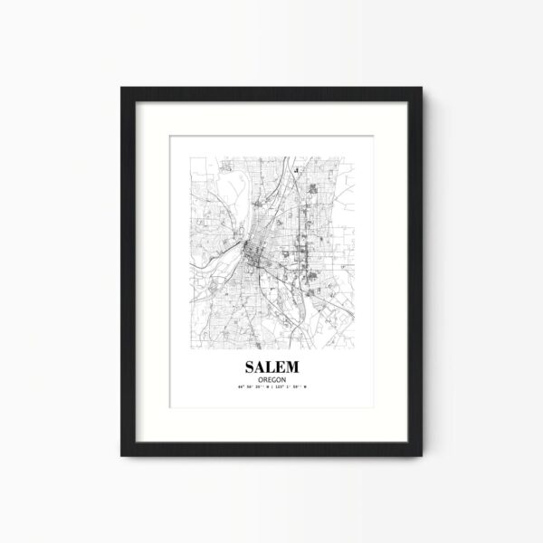 Eleville Unframed Salem Oregon City View Abstract Road Modern Map Art Print Poster Wall Office Home Decor Minimalist Line Art Hometown wgn470