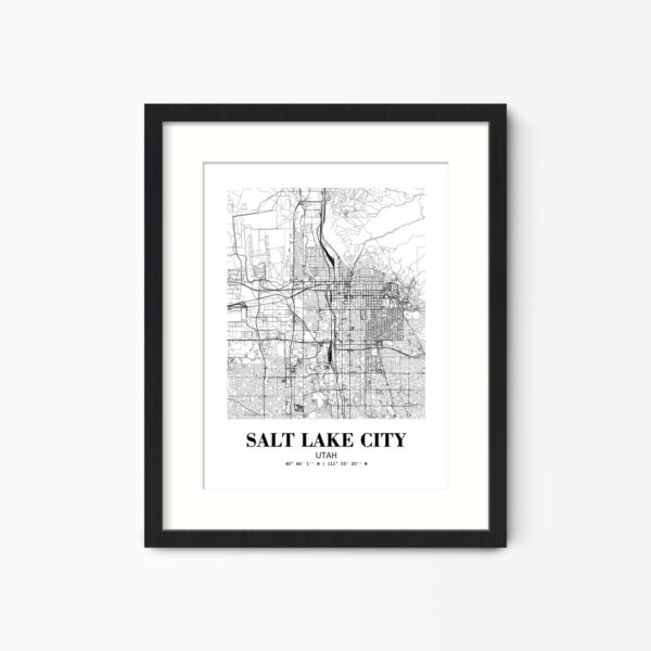Eleville Unframed Salt Lake City Utah City View Abstract Road Modern Map Art Print Poster Wall Office Home Decor Minimalist Line Art Hometown wgn471
