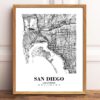 Eleville Unframed San Diego California City View Abstract Road Modern Map Art Print Poster Wall Office Home Decor Minimalist Line Art Hometown wgn473 - Image 2