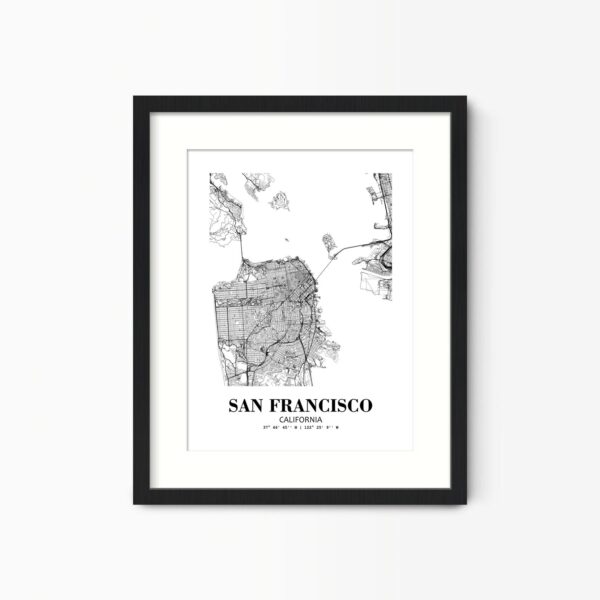 Eleville Unframed San Francisco California City View Abstract Road Modern Map Art Print Poster Wall Office Home Decor Minimalist Line Art Hometown wgn474