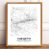 Eleville Unframed Sarajevo Bosnia and Herzegovina City View Abstract Road Modern Map Art Print Poster Wall Office Home Decor Minimalist Line Art Hometown wgn479 - Image 2