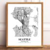 Eleville Unframed Seattle Washington City View Abstract Road Modern Map Art Print Poster Wall Office Home Decor Minimalist Line Art Hometown wgn483 - Image 2