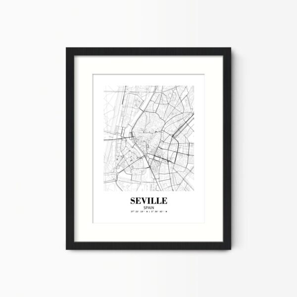 Eleville Unframed Seville Spain City View Abstract Road Modern Map Art Print Poster Wall Office Home Decor Minimalist Line Art Hometown wgn486