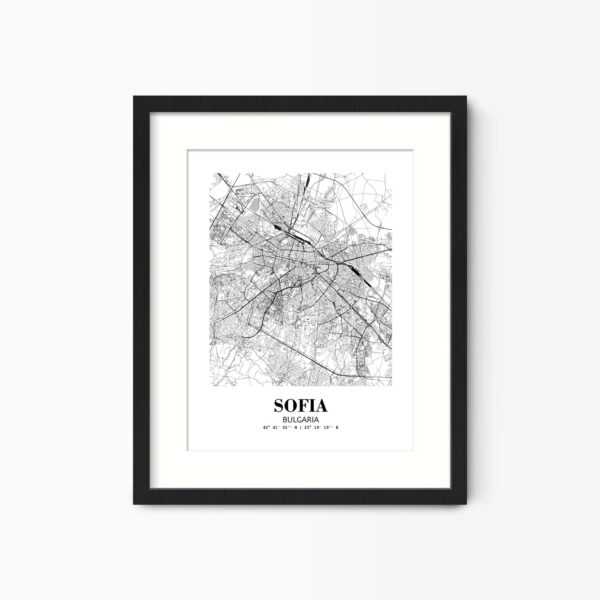 Eleville Unframed Sofia Bulgaria City View Abstract Road Modern Map Art Print Poster Wall Office Home Decor Minimalist Line Art Hometown wgn494