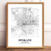 Eleville Unframed Spokane Washington City View Abstract Road Modern Map Art Print Poster Wall Office Home Decor Minimalist Line Art Hometown wgn495 - Image 2