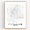 Eleville Unframed State College Pennsylvania City View Abstract Road Modern Map Art Print Poster Wall Office Home Decor Minimalist Line Art Hometown wgn500 - Image 4