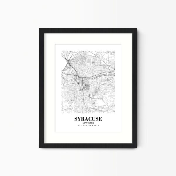 Eleville Unframed Syracuse New York City View Abstract Road Modern Map Art Print Poster Wall Office Home Decor Minimalist Line Art Hometown wgn504