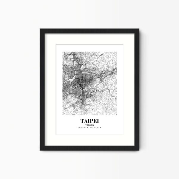 Eleville Unframed Taipei Taiwan City View Abstract Road Modern Map Art Print Poster Wall Office Home Decor Minimalist Line Art Hometown wgn506