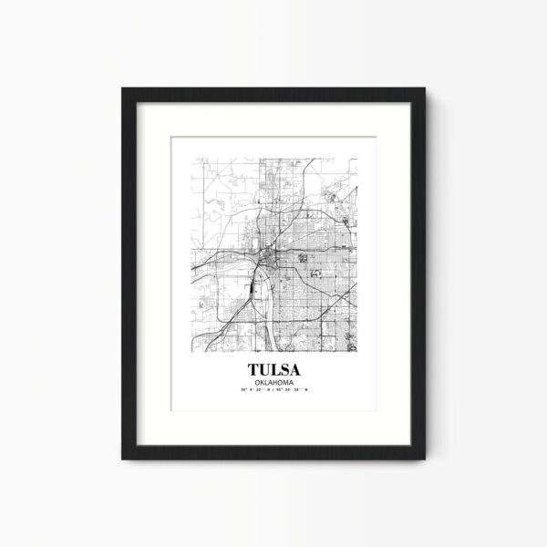 Eleville Unframed Tulsa Oklahoma City View Abstract Road Modern Map Art Print Poster Wall Office Home Decor Minimalist Line Art Hometown wgn522