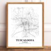 Eleville Unframed Tuscaloosa Alabama City View Abstract Road Modern Map Art Print Poster Wall Office Home Decor Minimalist Line Art Hometown wgn523 - Image 2