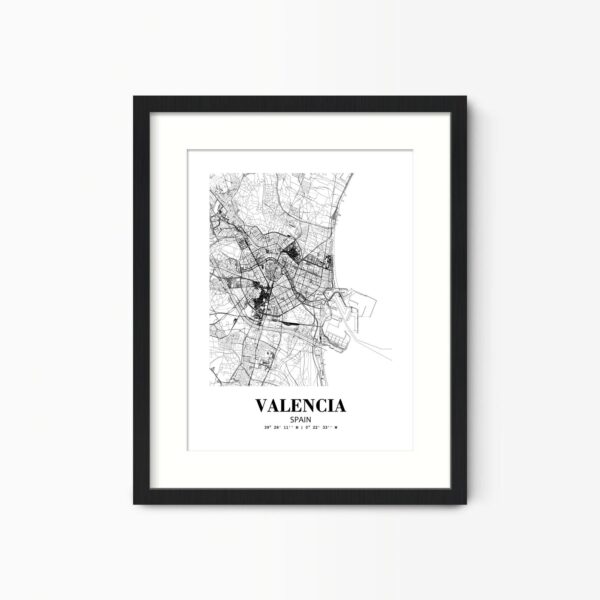 Eleville Unframed Valencia Spain City View Abstract Road Modern Map Art Print Poster Wall Office Home Decor Minimalist Line Art Hometown wgn525
