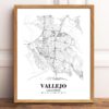 Eleville Unframed Vallejo California City View Abstract Road Modern Map Art Print Poster Wall Office Home Decor Minimalist Line Art Hometown wgn526 - Image 2