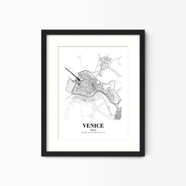Eleville Unframed Venice Italy City View Abstract Road Modern Map Art Print Poster Wall Office Home Decor Minimalist Line Art Hometown wgn529