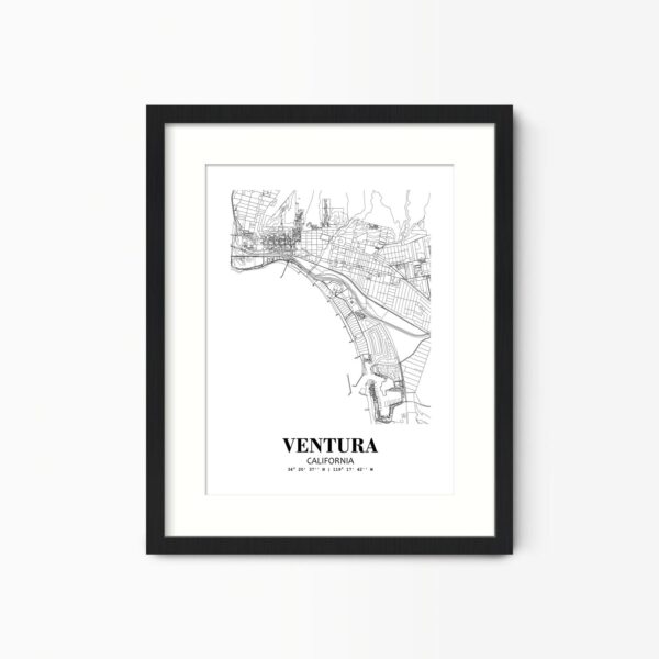 Eleville Unframed Ventura California City View Abstract Road Modern Map Art Print Poster Wall Office Home Decor Minimalist Line Art Hometown wgn530