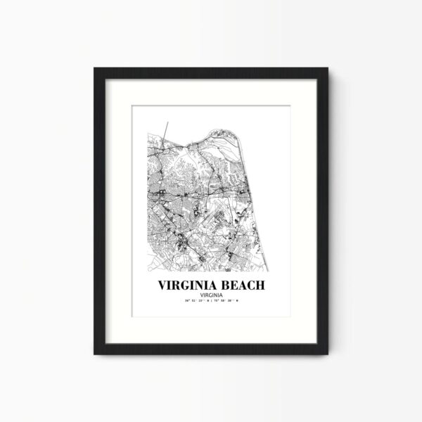 Eleville Unframed Virginia Beach Virginia City View Abstract Road Modern Map Art Print Poster Wall Office Home Decor Minimalist Line Art Hometown wgn534