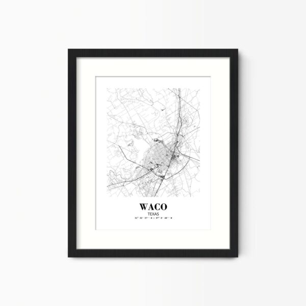 Eleville Unframed Waco Texas City View Abstract Road Modern Map Art Print Poster Wall Office Home Decor Minimalist Line Art Hometown wgn535
