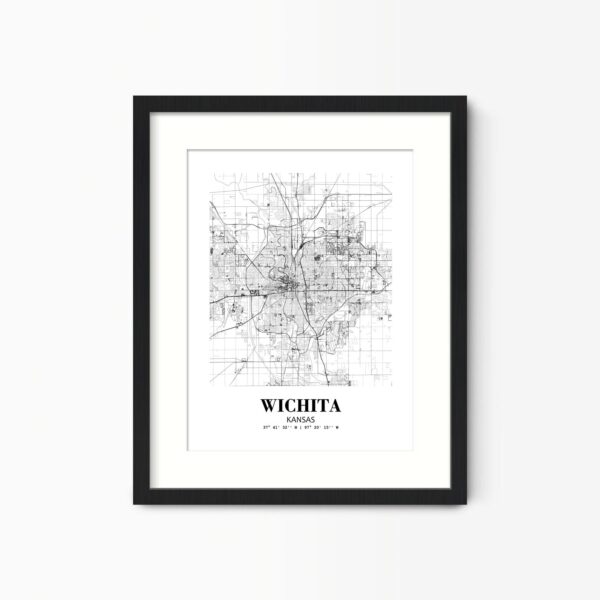 Eleville Unframed Wichita Kansas City View Abstract Road Modern Map Art Print Poster Wall Office Home Decor Minimalist Line Art Hometown wgn539