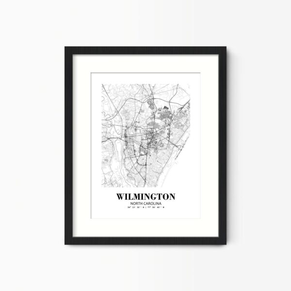 Eleville Unframed Wilmington North Carolina City View Abstract Road Modern Map Art Print Poster Wall Office Home Decor Minimalist Line Art Hometown wgn540