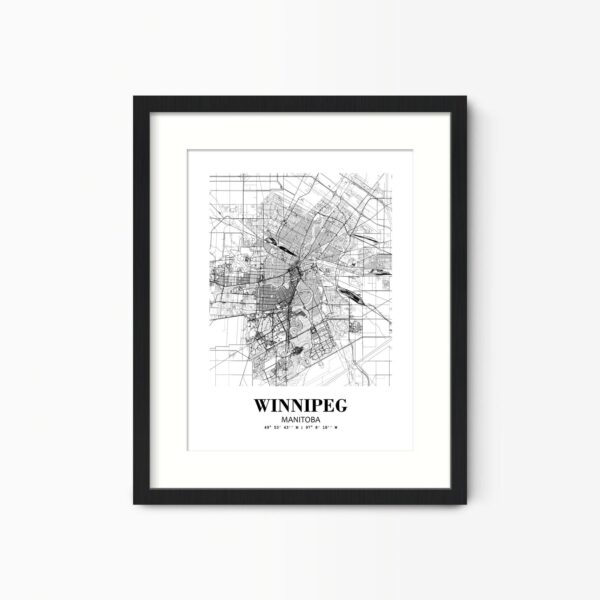 Eleville Unframed Winnipeg Manitoba City View Abstract Road Modern Map Art Print Poster Wall Office Home Decor Minimalist Line Art Hometown wgn541