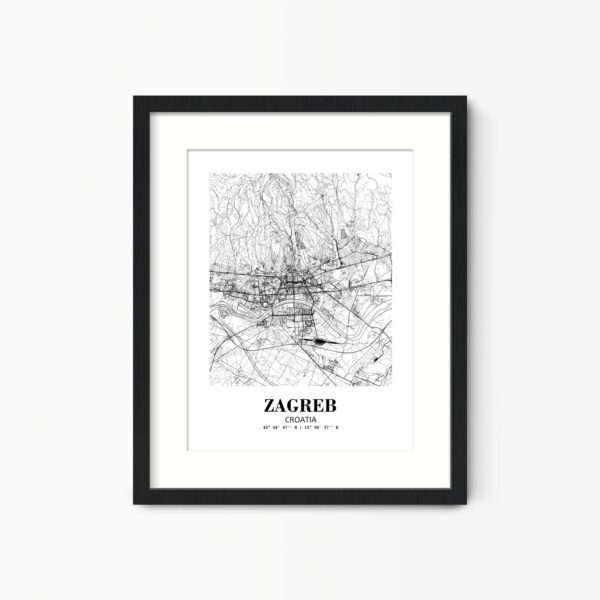 Eleville Unframed Zagreb Croatia City View Abstract Road Modern Map Art Print Poster Wall Office Home Decor Minimalist Line Art Hometown wgn544