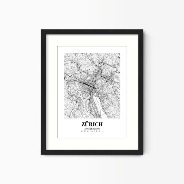Eleville Unframed Zürich Switzerland City View Abstract Road Modern Map Art Print Poster Wall Office Home Decor Minimalist Line Art Hometown wgn545