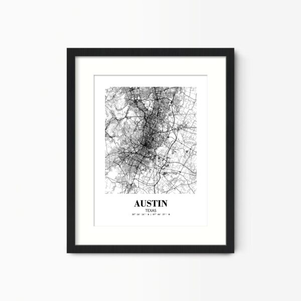 Eleville Unframed Austin Texas City View Abstract Road Modern Map Art Print Poster Wall Office Home Decor Minimalist Line Art Hometown wgn547