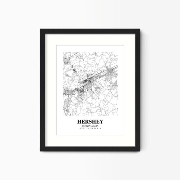 Eleville Unframed Hershey Pennsylvania City View Abstract Road Modern Map Art Print Poster Wall Office Home Decor Minimalist Line Art Hometown wgn549