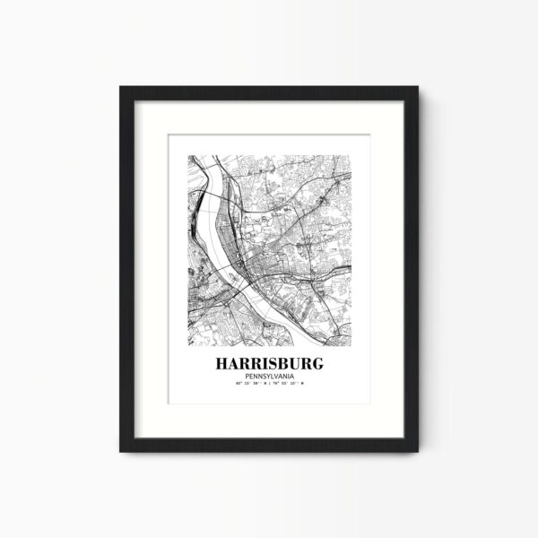 Eleville Unframed Harrisburg Pennsylvania City View Abstract Road Modern Map Art Print Poster Wall Office Home Decor Minimalist Line Art Hometown wgn550