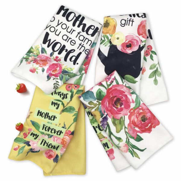 Eleville Fashion Kitchen Towels Fashion Set of 4 Dish Towel Set Daughter Mother Family Inspirational Quotes Saying Words Wisdom Wedding Housewarming KTN001